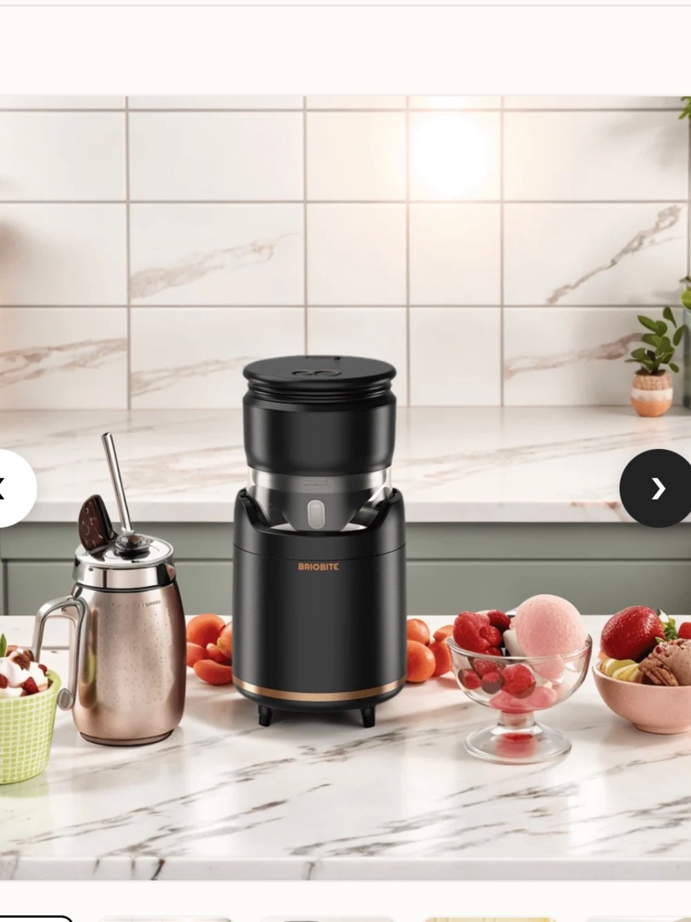 Black Frozen Dessert Maker - Countertop Ice Cream & Sorbet Machine